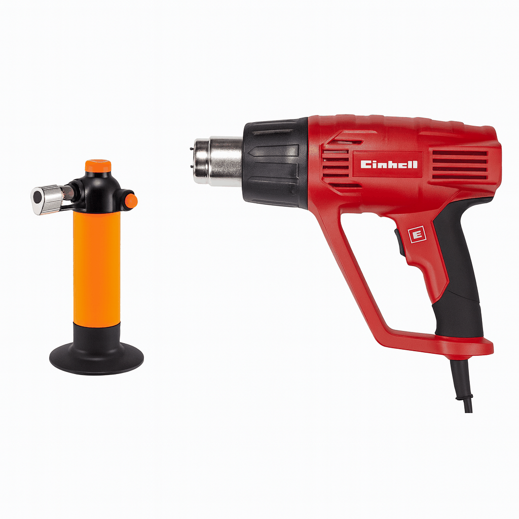 Professional heatshrink guns with adjustable airflow and specialized nozzles for electrical and industrial use