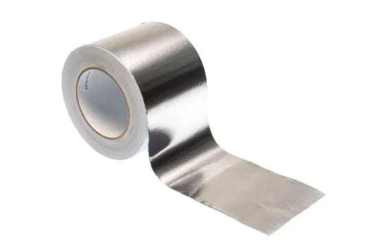 Roll of aluminium foil tape for HVAC and insulation applications with silver reflective surface