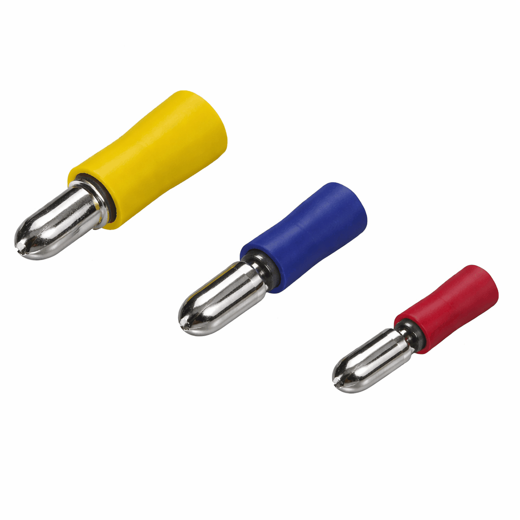 Bullet Male Quick Disconnect brass electrical connectors with vinyl insulation and tin plating for quick wire termination