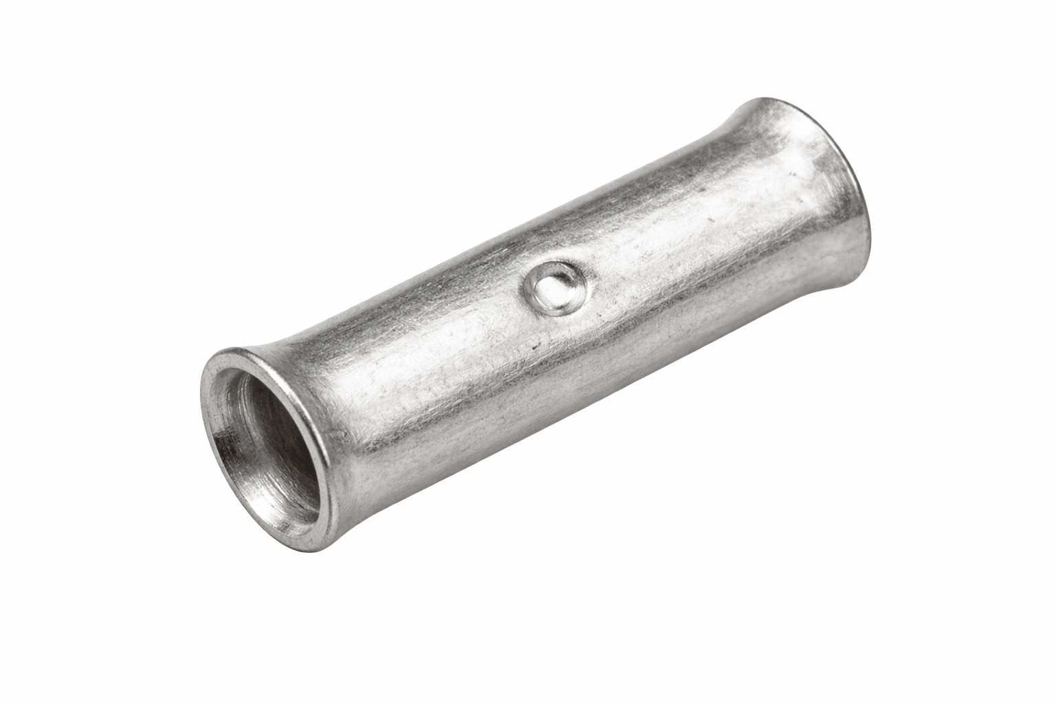 Pack of 100 copper cable butt connectors with bright electro-tin plating for durable electrical cable joining