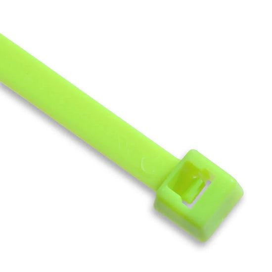 Fluorescent coloured nylon cable ties in blue, green, orange