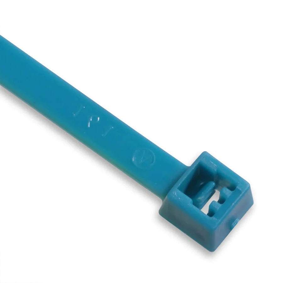 Fluorescent coloured nylon cable ties in blue, green, orange, yellow