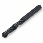 High-speed steel (HSS) stub jobber drill bit with ground flutes for precise metal, plastic, and wood drilling.