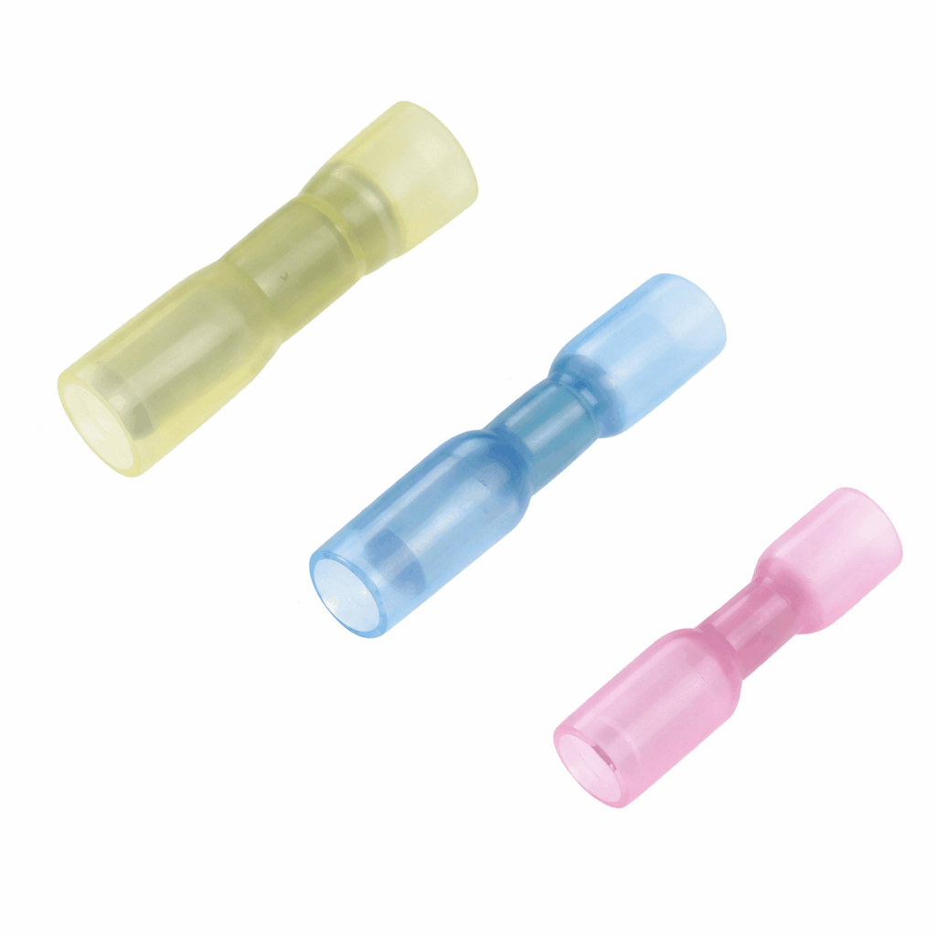 Heat shrink female bullet terminals with brass conductor and waterproof insulation for automotive and industrial use