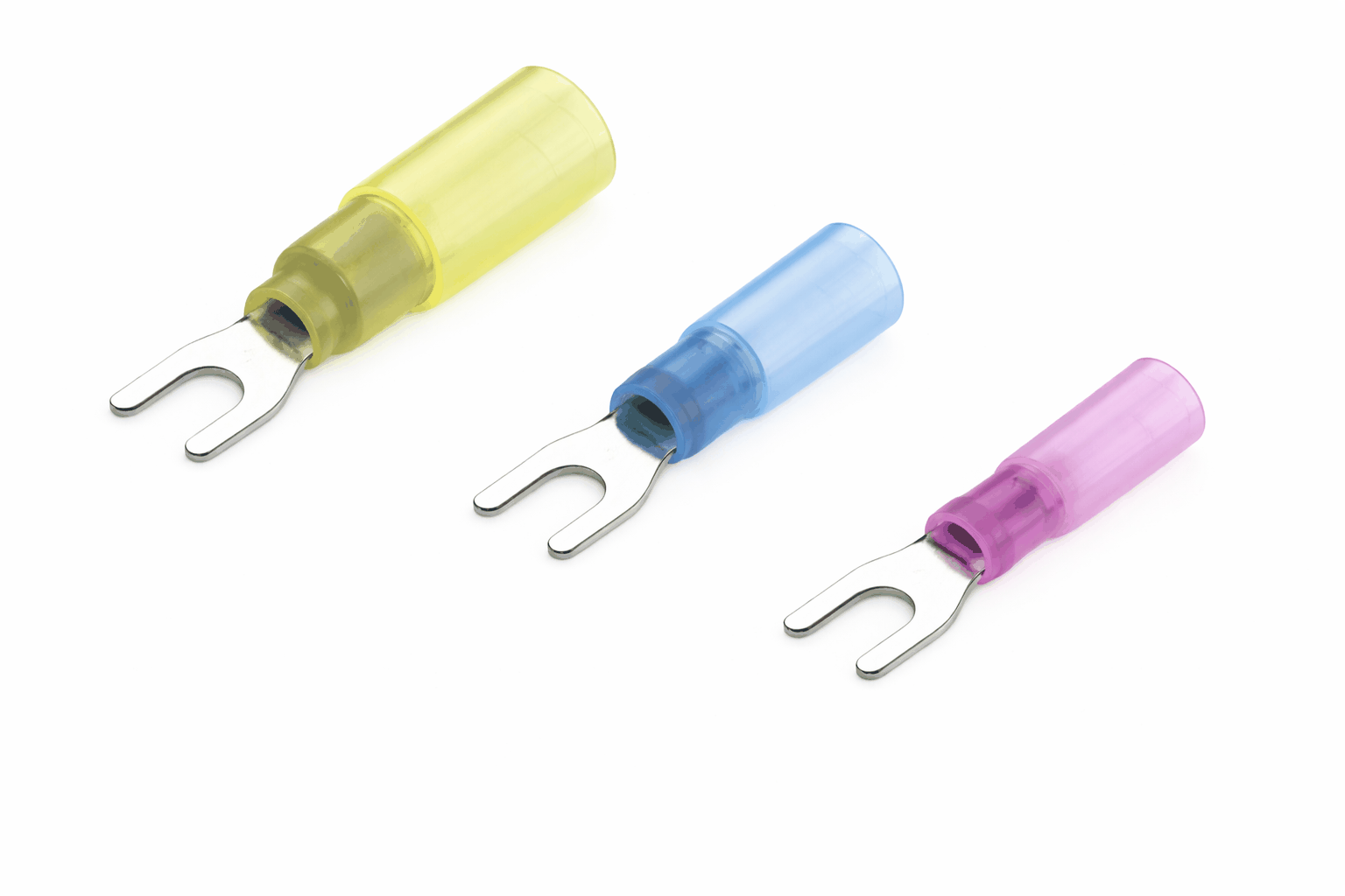 Heat shrink fork terminals with copper conductor and waterproof insulation for automotive and industrial use