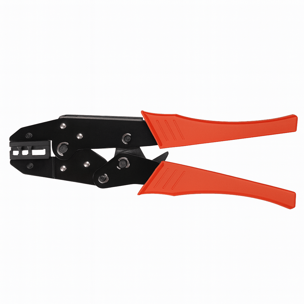 Heat Shrink Terminal Crimping Tool with ergonomic handles and hardened steel body for precise electrical connections