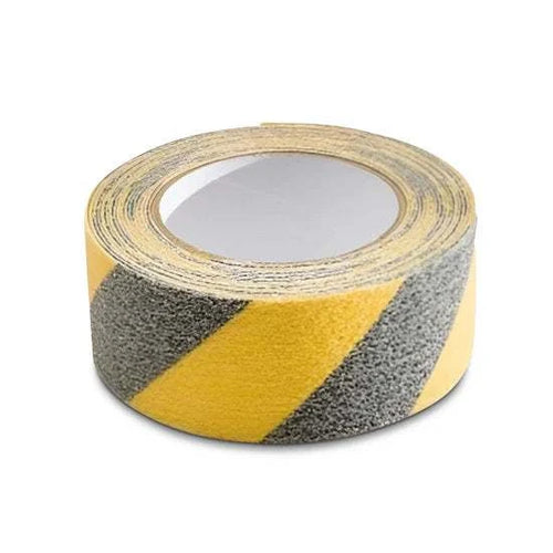 Industrial anti slip tape with abrasive diamond-sand surface and rubber adhesive