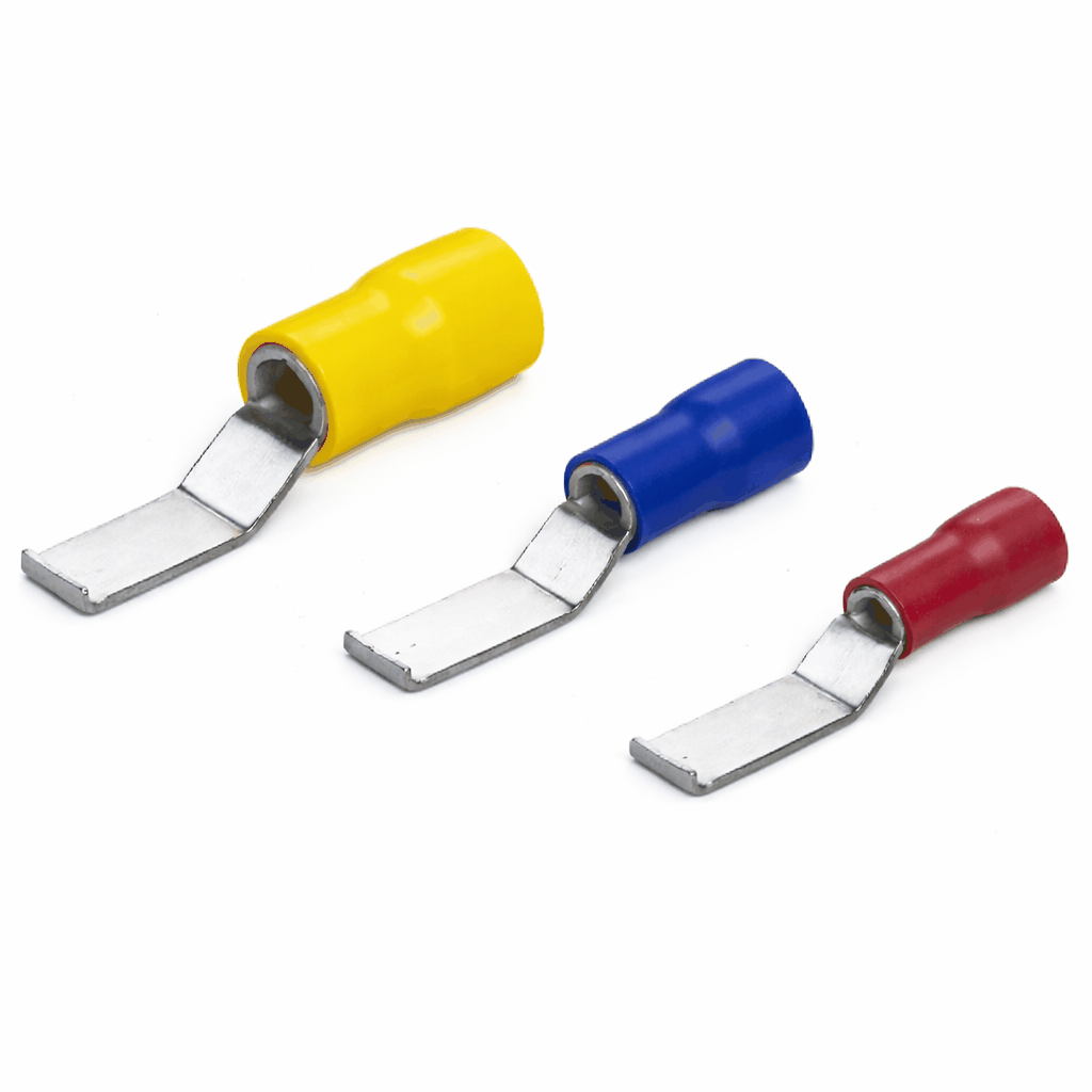 Lipped blade terminals with vinyl insulation and tin-plated copper conductor for secure electrical connections