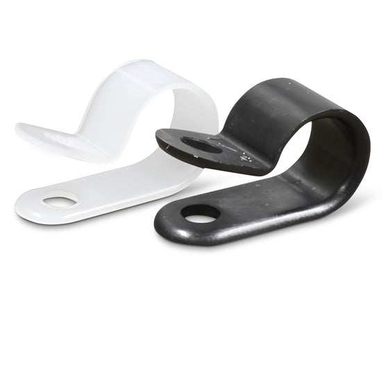 Nylon P Clips securing cables and tubes in electrical and industrial installations