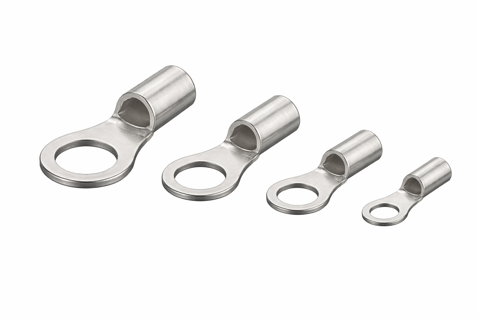 Pack of 100 heavy-duty open end uninsulated copper ring terminals for electrical applications