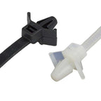 Push Mounted Wing Cable Ties securing cables to panels with integrated push-mount fixing