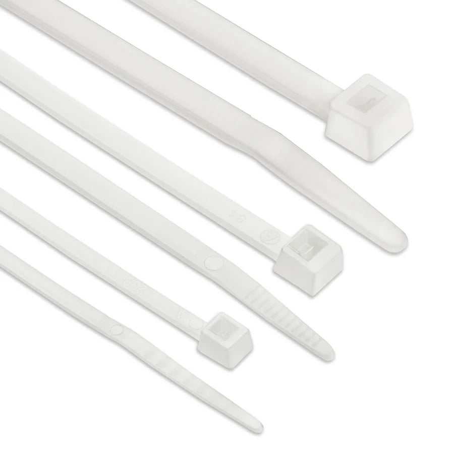 Standard natural nylon cable ties made from UL-certified Nylon 66, white self-locking ties for electrical and general