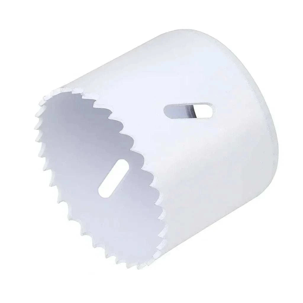 High-performance bi-metal holesaw with carbide teeth for precise cutting in wood, plastic, metal, and plasterboard
